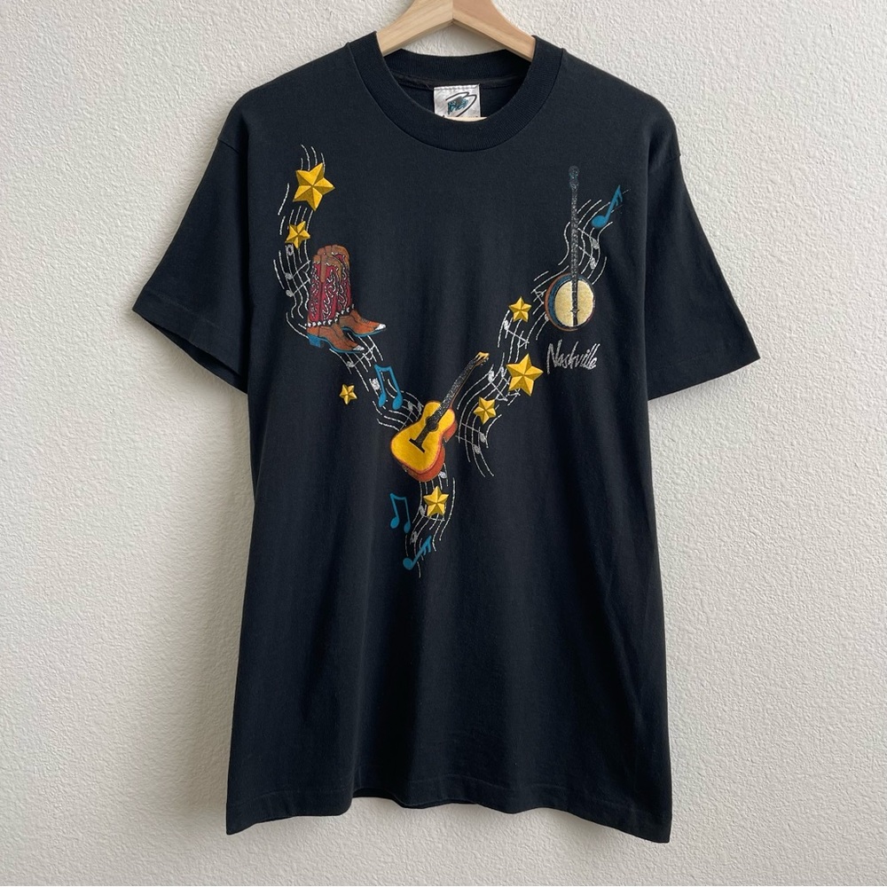 Vintage 90s Black Nashville Music Single Stitch Destination Unisex Graphic Tee